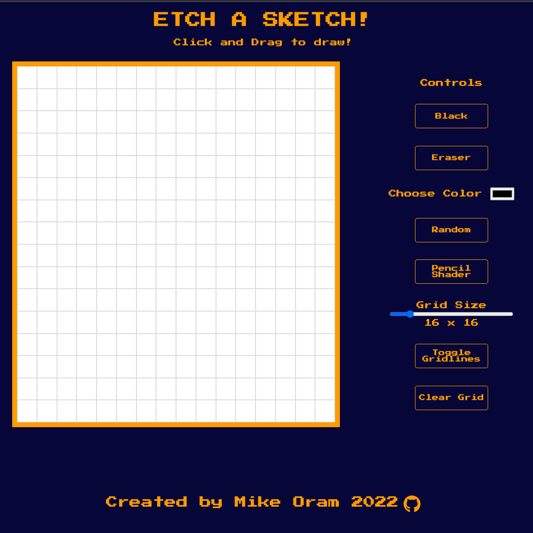 image of a Etch-A-Sketch created with JavaScript CSS and HTML